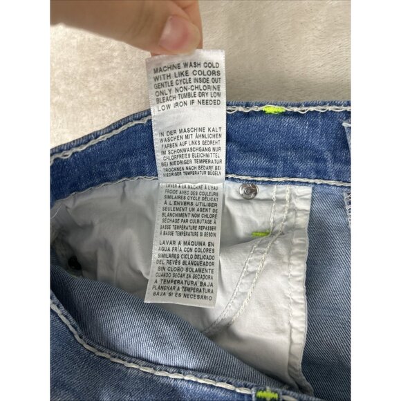 True Religion Jeans Womens 28 Blue Cora Mid Rise Straight Faded Whiskered USA - Picture 13 of 14